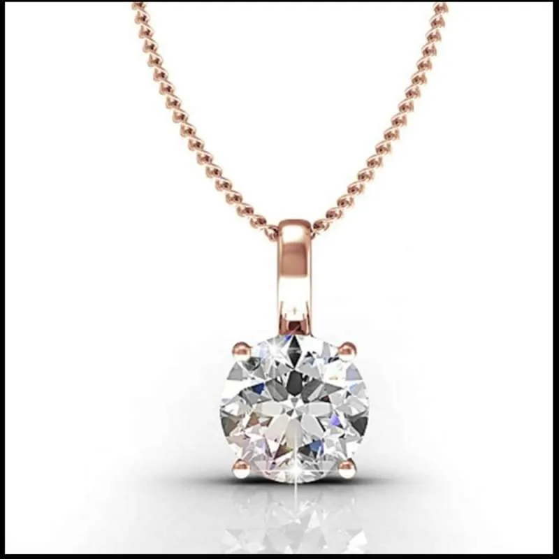 Kalung Liontin Solitaire - Rose Gold